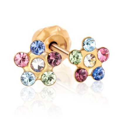 Серьги Inverness 659C Flower Rainbow Crystal 5mm