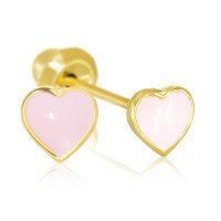 Серьги Inverness 840C-1 Heart Pink Enamel 5mm