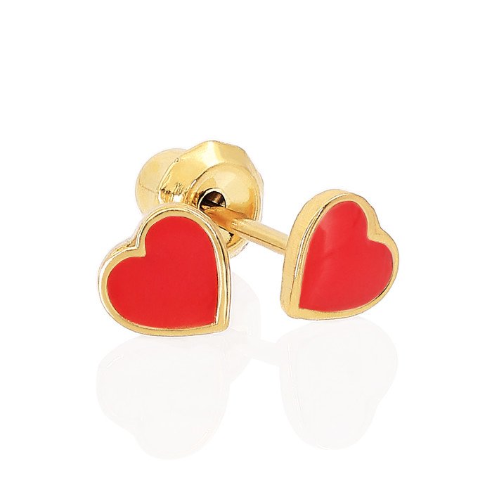 Серьги Inverness 840C-2 Heart Red Enamel 5mm