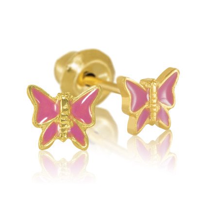 Серьги Inverness 841C Butterfly Pink Enamel 6mm